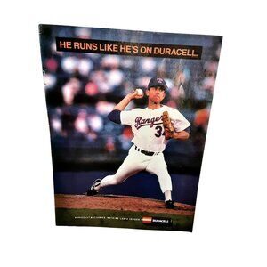 1992 Vintage Duracell Ad Nolan Ryan Baseball Texas Rangers Print